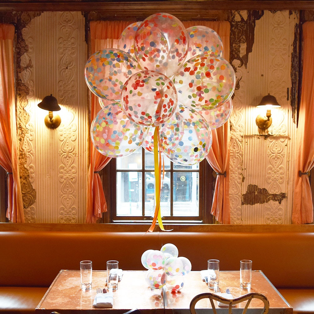 Balloon Centerpieces & Floor Topiaries Rainbow Confetti Cluster