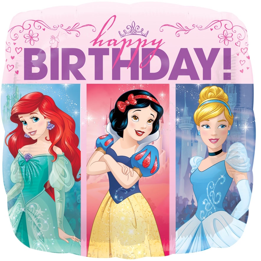 BIRTHDAY BALLOONS 18in : Disney Princess Birthday Square