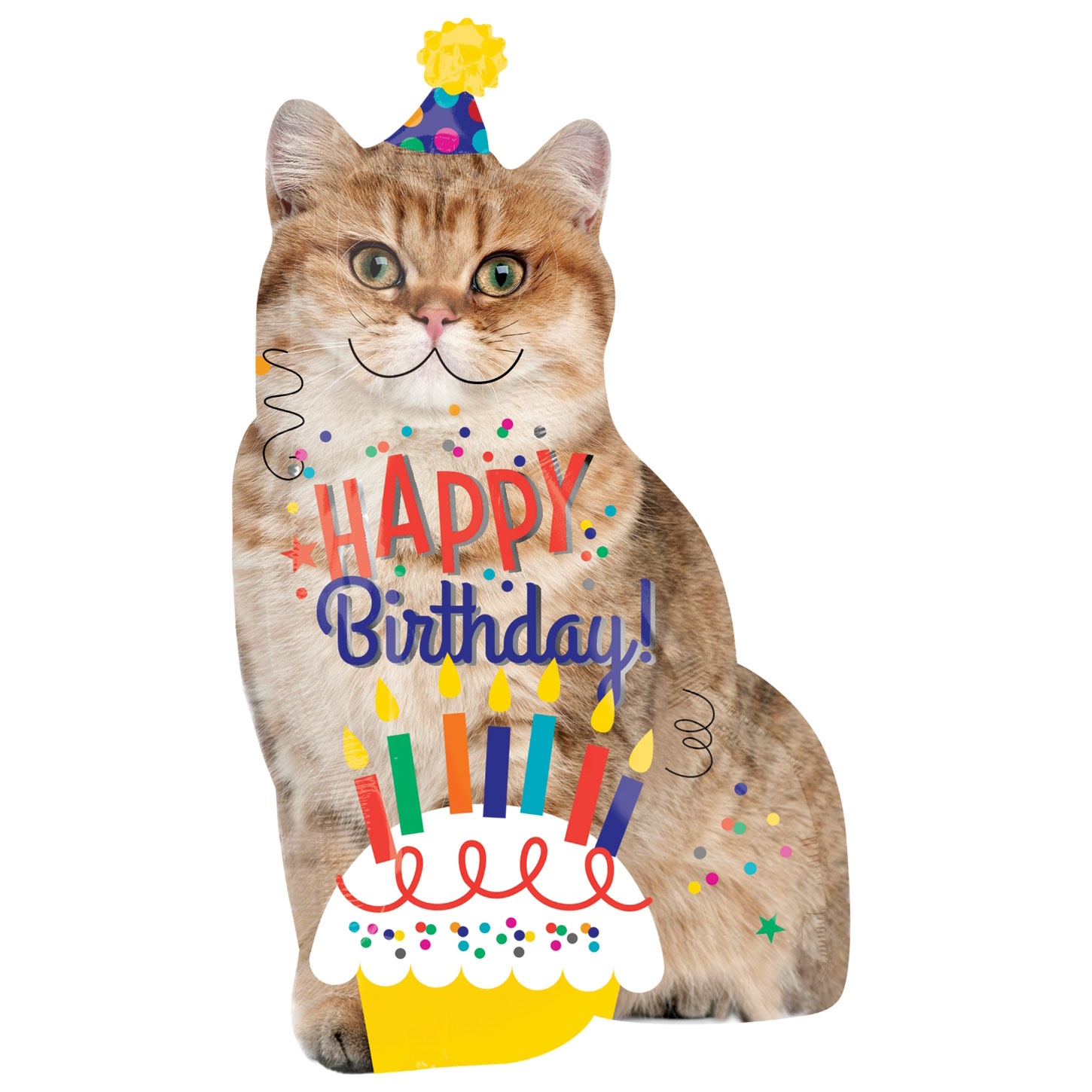 BIRTHDAY SHAPED BALLOONS : Happy Birthday Cat