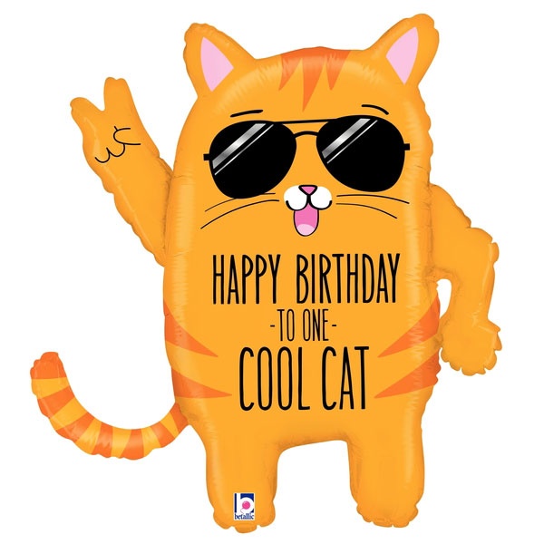BIRTHDAY SHAPED BALLOONS : Happy Birthday Cool Cat
